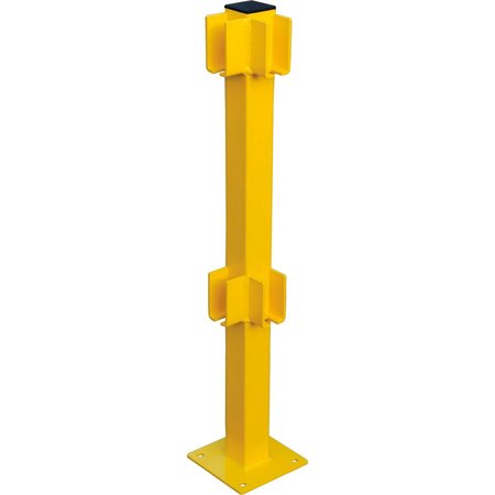 GLOBAL INDUSTRIAL Steel Lift-Out Guard Rail Corner Post, Double-Rail, 42H, Yellow 708442